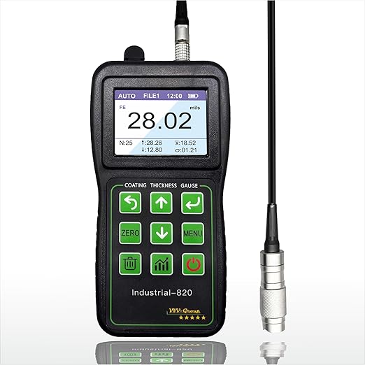 Coating Thickness Gauge Industrial-820 | High-Precision Magnetic & Eddy Current Tester | Measures Coatings on Magnetic & Non-Magnetic Metals | PC Data Transfer, Dual-Mode Probe, Alarm, Statistics