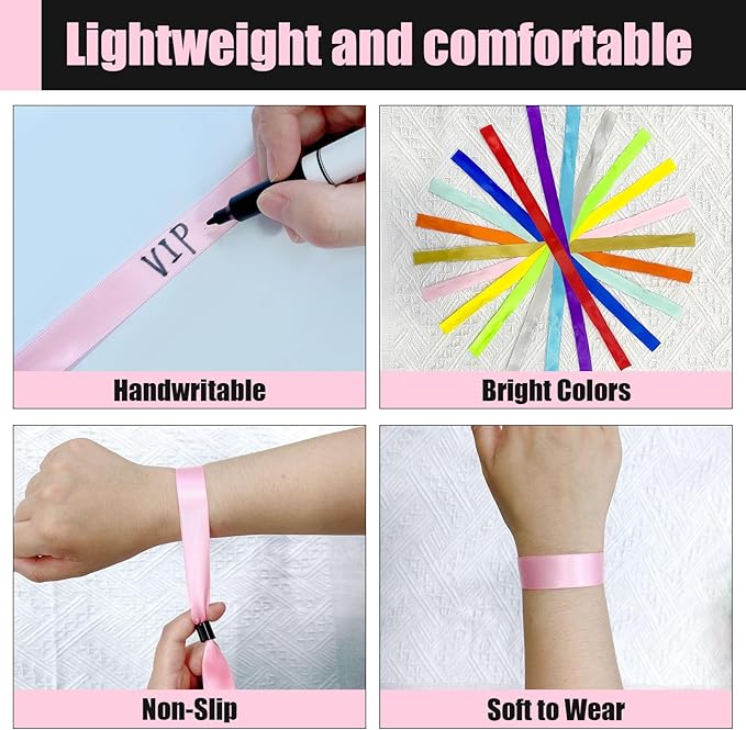 100 Pcs Cloth Event Wristband, Disposable Wristbands for Events, Colored Wristbands Events,for Lightweight Concert,Club Entrance Wrist Strap Party Wristband Event (Color : Pink)