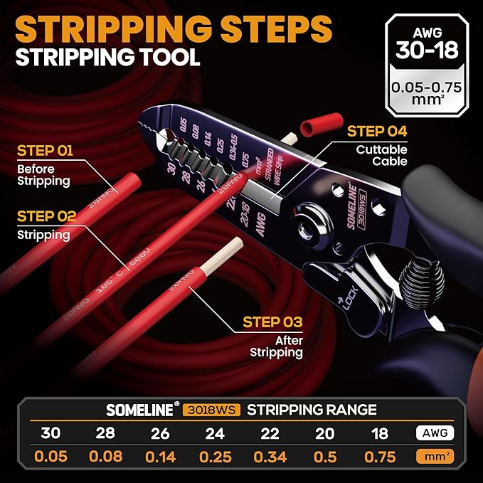 SOMELINE Crimp Tool Connector Kit, JST-XH/SM/SYP 2.5mm and Du pont 2.54mm Connector Set, 27 Types of Connectors, 30-20 AWG Ratcheting Crimper for JST Series,KF2510,Molex,AMP EI Series
