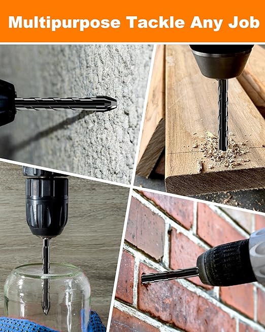 Masonry Drill Bit Set - Cement Drill Bit, Professional Concrete Drill Bit Set (5PCS) for Glass/Brick/Cement/Tile/Etc, Industrial Strength Carbide Cross Drill Bit Tip, 3/16"-1/2" by TITGGI
