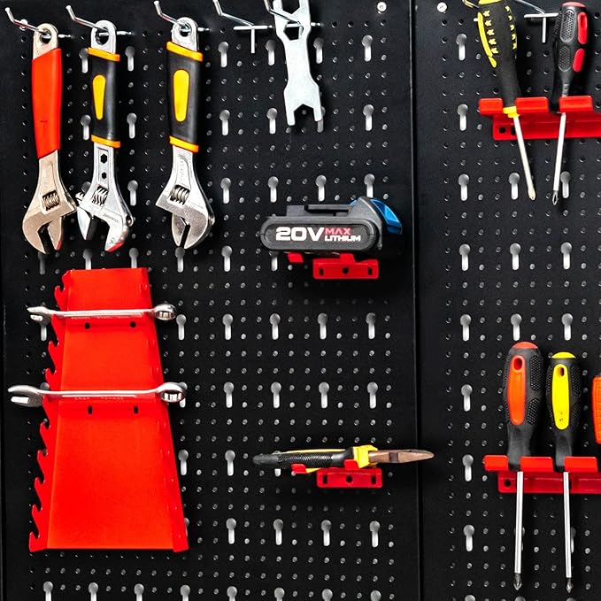 Goplus Garage Pegboard Tool Organizer, 4ft Metal Pegboard Wall Organizer w/3 Pegboards, Drill Bit Rack, Wrench Rack, Hooks Accessories, Wall-Mounted Tool Storage Peg Board for Workshop, Black