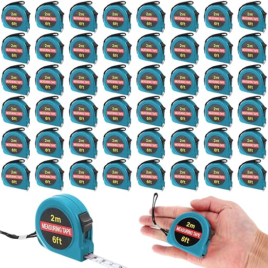 50 Pcs 6 FT Mini Tape Measure Retractable Bulk Small Measuring Tape Pocket Size Measurement Tool for Operation Christmas Items Party Favor Gifts Stuffers for Men(Lake Blue)