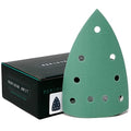 220 Grit 4" x 6" Delta (100mm x 150mm) Triangle Sanding Sheets - Fits Festool DTS 400 & Mirka DEOS Delta Sanders - Heavy-Duty Hook & Loop Film Sandpaper for Detail Sanders - 50 Pack Box