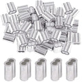 Glarks 50Pcs 3/16''(5mm) Aluminum Crimping Loop Sleeve Wire Rope Sleeves Double Barrel Ferrule for Wire Rope and Cable Line End (3/16''-50Pcs)