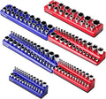 Socket Organizer Magnetic Socket Tray,NOEAIKE 6-Pack SAE & Metric 1/2,3/8,1/4 Inch Drive Socket Holder,Holds 141 Standard/Deep Sockets,Blue and Red Magnetic Socket Organizers(Sockets Not Included)