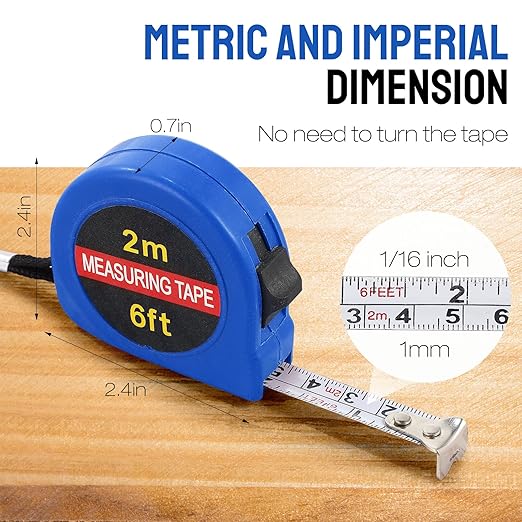 50 Pcs 6 FT Mini Tape Measure Retractable Bulk Small Measuring Tape Pocket Size Measurement Tool for Operation Christmas Items Party Favor Gifts Stuffers for Men(Blue)