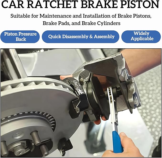Brake Caliper Compression Tool - Caliper Piston Compressor with 4 Brake Caliper Hooks, Brake Pad Spreader for Single/Twin/Quad Piston Calipers