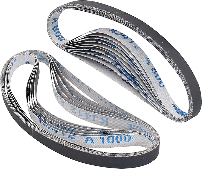 1/2 x 18 Inch Silicon Carbide Sanding Belts, 5Pcs Each of 400 600 800 1000 Grit Belt Sander Paper for Air File Sander, Knife Sharpening and Metal working, 20 Pack