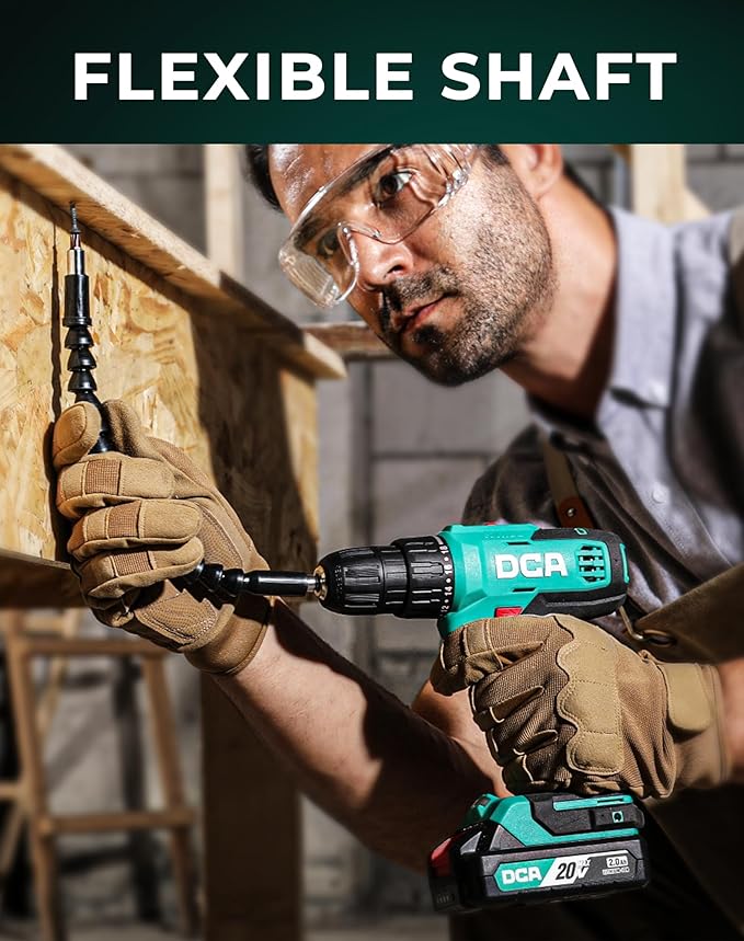 Cordless Drill Set, 336 in-lbs Torque, 3/8" Keyless Chuck, Electric Power Drill with 2.0Ah Battery and Charger,18+1 Position,25-Piece 20V Drill Driver Kit, ADJZ2035