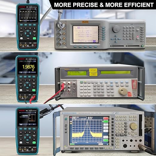 HANMATEK 3 in 1 Handheld Oscilloscope Multimeter,Waveform Generator HO51 with 3.5" TFT Oscilloscop, Auto-Calibration Function, Memory Function, Multi Tester