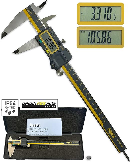 iGAGING Absolute Origin 0-8" Digital Caliper, IP54 Stainless Steel, SPC/USB Output Port, Inch & Metric Modes, Case, Manual, Battery
