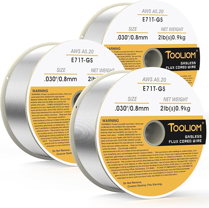 TOOLIOM E71T-GS .030" Diameter 2-Pound Spool Flux Core Self-shielded Carbon Steel MIG Welding Wire 3 PCS