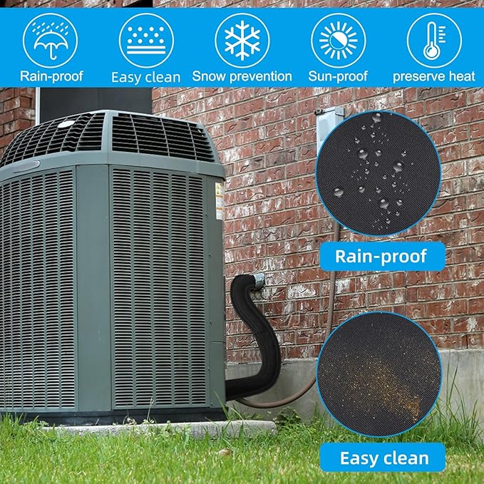 3-Layer HVAC Copper Pipe Insulation Cover,Upgrade 80x12Inch 600D Oxford AC Pipe Insulation Outdoor,Lengthening&Widen AC Line Insulation Sleeve,Flexible Central Air Conditioner Pipe Covers for Outside