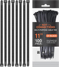 BEST CONNECTIONS Black Cable Zip Ties 11 Inch Multi-Purpose Self-Locking Nylon Wire Ties with 50 Lbs Tensile Strength Cable Management Ties for Outdoor & Indoor - 5,000 Pack