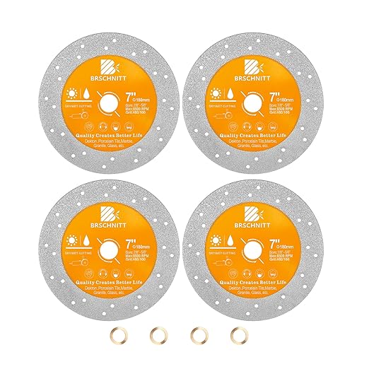 Rock Slab Grinding Disc - 7 inch Glass Cutter Disc (4pcs), Granite Cutting Disc, Diamond Grinder Wheel for Rock Slab, Stone, Tile, Marble, Granite, Glass Diamond Cutting Discs