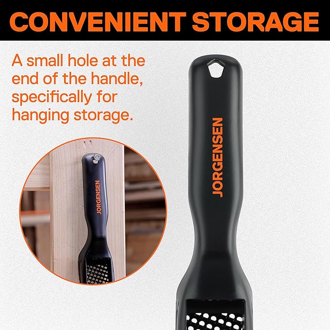 JORGENSEN Mini Wood Plane, Professional Surform Shaver Tool, 65MN Sharp Blade, Black ABS Plastic, Wood Shaver Tool for Woodworking - Suitable for Detailed Work, Lightweight, Easy to Carry, Rasp File