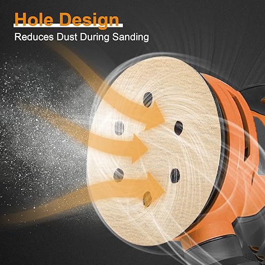 100 PCS 6 Inch Sanding Discs 180 Grit, 6 Hole Hook and Loop Round Sandpaper for Random Orbital Sander