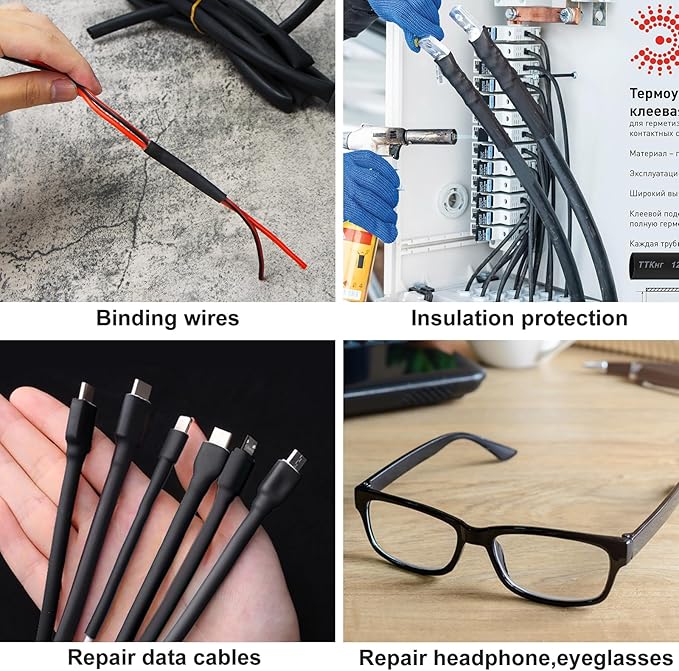 Lsnisni 3.54 Inches Heat Shrink Tubing Kit 100 Pcs, Ratio 4:1 Adhesive Lined, Dual Wall Tube - Marine Grade Waterproof, 5 Diameters, Heat-Shrink Tube, Heat Shrink Cable Sleeve - Black