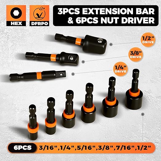 COMOWARE 68Pcs Premium Screwdriver Bit Set, Black Oxide Coated Bits with Dry Anti-Rust Oil, Includes 1", 2", 3-1/2" Bits, 6 Sockets & Magnetic Driver for Drill/Hand Tools, Portable Storage Case