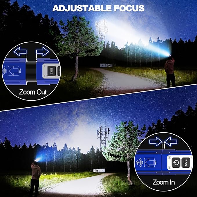 Rechargeable Flashlights High Lumens - Super Bright Small Pocket Magnetic Flashlight, 8 Modes LED Tactical Flash Light, Dual Button Powerful Flashlight for Camping (1, Klein Blue)