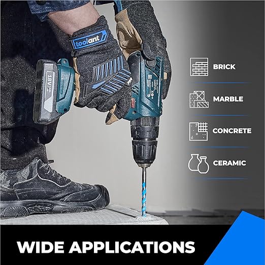 toolant 1/4" Concrete Drill Bit Set & Masonry Drill Bit Set, Shockproof Hex Shank Hammer Drill Bit Set for Glass/Brick/Plastic/Cement/Tile, Industrial Strength Carbide Drill Bit Tip 1/4" Box of 10