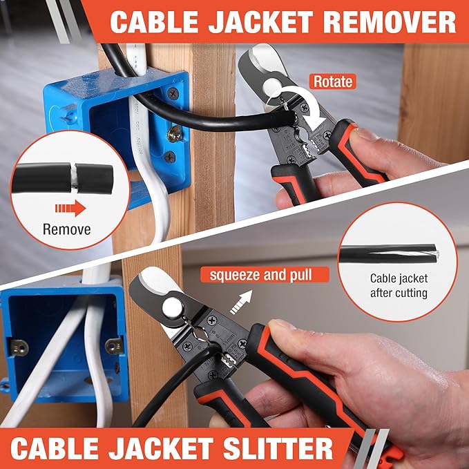 ValueMax 7 Inch Wire Stripper, Cable Cutters, Jacket Removal Cable Stripper, Wire Cutter for Copper, Aluminium Solid and Standard Wire, 4 in 1 Electrical Wire Stripper Tool