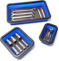 Collapsible Magnetic Parts Tray Set, Magnetic Tray for Mechanic's, 3 Different Size Tool Trays for Small Metal Parts, Cool Mechanic Tools, Cool Gifts for Mechanic (Blue)