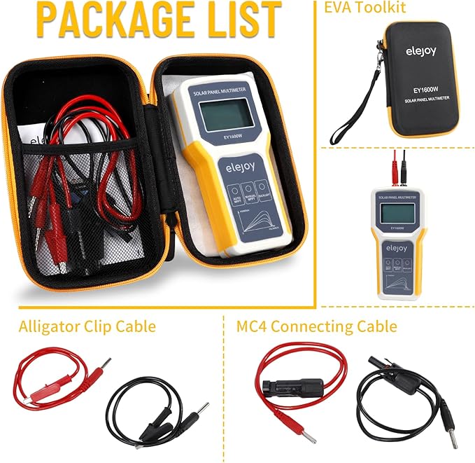 1600W Solar Panel Tester MPPT Photovoltaic Multimeter & Watt Meter Smart Portable Tool for Solar PV Panel Data & Troubleshoot Measures Power Output, Performance, and Open Circuit Voltage