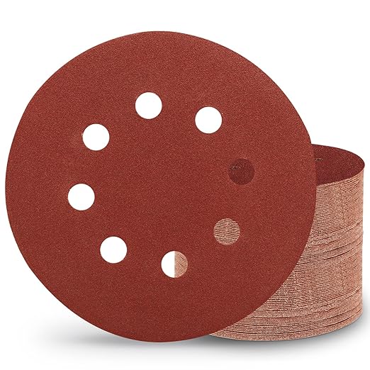 100 PCS 180 Grit 5 Inch Sanding Discs, Hook and Loop Sandpaper for Random Orbital Sander