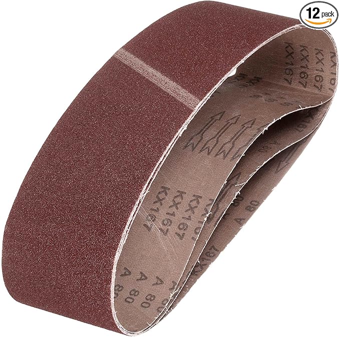 HARFINGTON 4 x 36 Inch Sanding Belts, 12 Pcs 80 Grits Aluminum Oxide Abrasive Belt Sander File Belt for Woodworking, Metal Polishing, Knife Sharpener