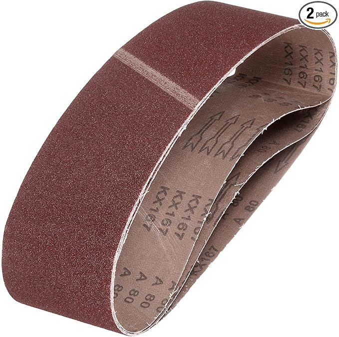 HARFINGTON 4 x 36 Inch Sanding Belts, 2 Pcs 80 Grits Aluminum Oxide Abrasive Belt Sander File Belt for Woodworking, Metal Polishing, Knife Sharpener