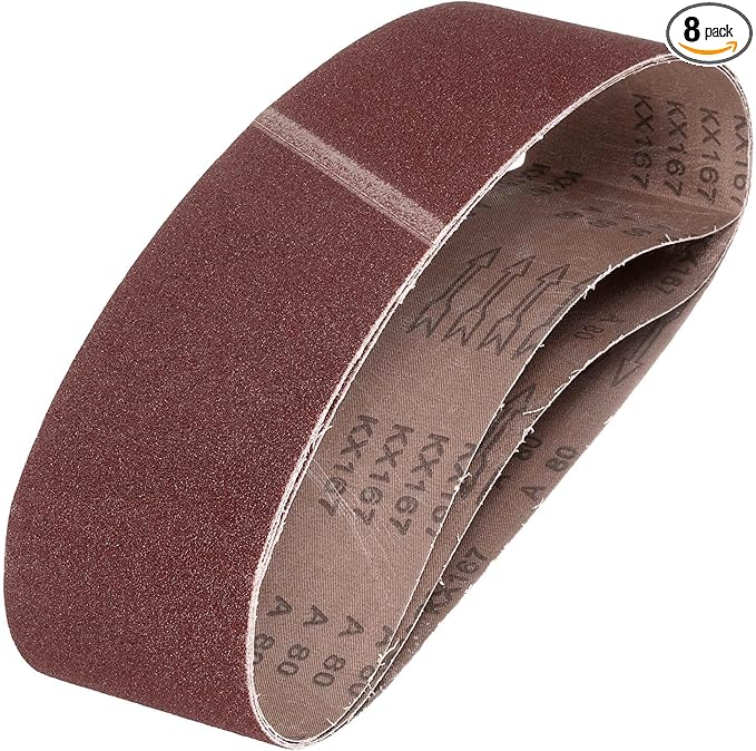 HARFINGTON 4 x 36 Inch Sanding Belts, 8 Pcs 80 Grits Aluminum Oxide Abrasive Belt Sander File Belt for Woodworking, Metal Polishing, Knife Sharpener