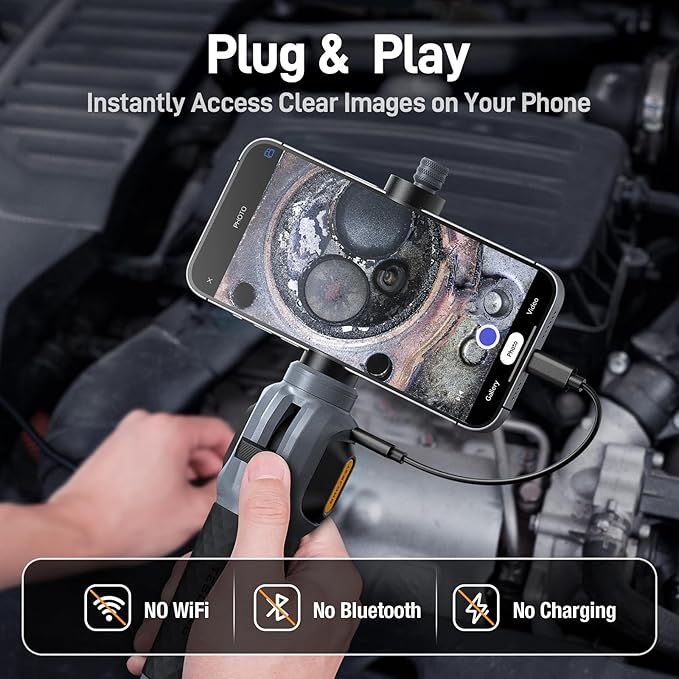 Teslong Two-Way Articulating Borescope with Light, USB-C Endoscope Inspection Camera with 5FT Semi-Rigid Probe, Flexible Snake Scope for Home Repair, Automotive, Compatible with iPhone 15/16 & Android