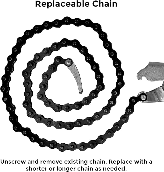 Strong Hand Tools Locking Chain Pliers, Removable 48″ Chain, Holds Up To 14" Diameter Pipes, Unique Easy Open Crank Handle, Quick Release Trigger, PFC1048