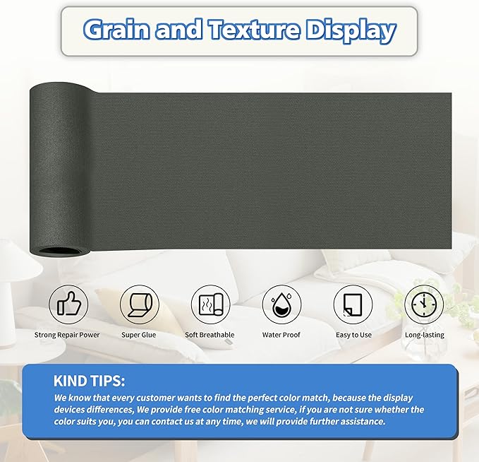 KING MOUNTAIN Canvas Repair Tape,Outdoor Gear Patch, 4×63 Inches,Waterproof,Self-Adhesive for Repairing Boat Covers,Sun Shades,Sofas,Tents,Lounge Chairs,Awnings (Dark Grey 2.0)