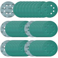 5 Inch 8 Hole Sanding Discs, 50 Pcs Wer Dry Sandpaper 320 Grit Hook and Loop Green Polyester Film Backed Sanding Disc for Random Orbital Sander Wood Car Metal Plastic (320 Grit, 50 Pack)