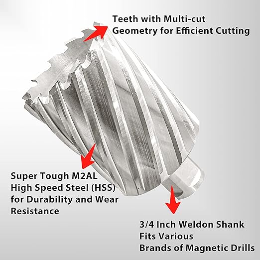 S&F STEAD & FAST Mag Drill Bits 2" Diameter 2" Cutting Depth, 1Pc, Annular Cutter with Pilot Pin for Magnetic Drill Press