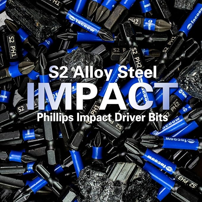 10 Pack Phillips Impact Driver Bits, #1 Phillips Head Magnetic Screwdriver Bits Set, 3.5Inch S2 Alloy Steel Impact Bits, 1/4" Hex Shank Screwdriver Drill Bit, CNC Machined ph1 Impact Drill Bits
