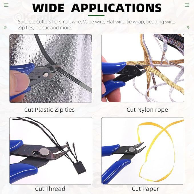 Keadic 12Pcs 5" Wire Cutters with Internal Spring and Soft Rubber Handle, Mini Flush Cutters, Micro Cutting Pliers Wire Nippers, Small Side Cutters for Hobby Modeling Jewelry Electronic Crafts (Blue)