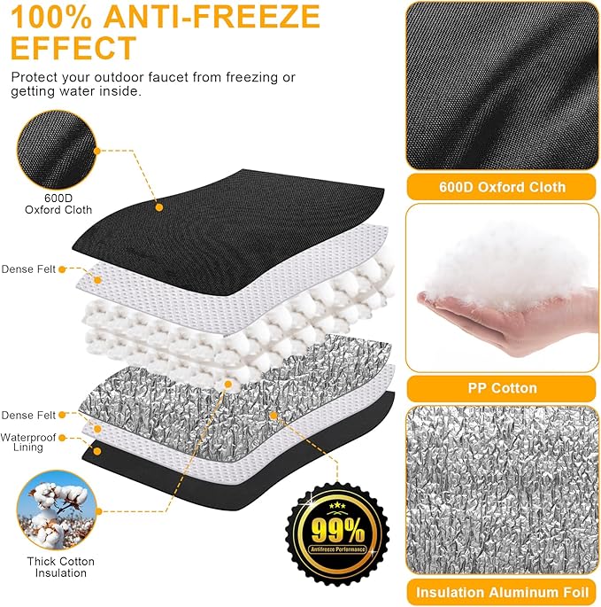 Backflow Preventer Cover Insulated with Thicker 7 Layers Fabric, 24" W x 24" H Backflow Cover with Aluminum Foil Layer for Winter Pipe Freeze Protection, Backflow Insulation Cover