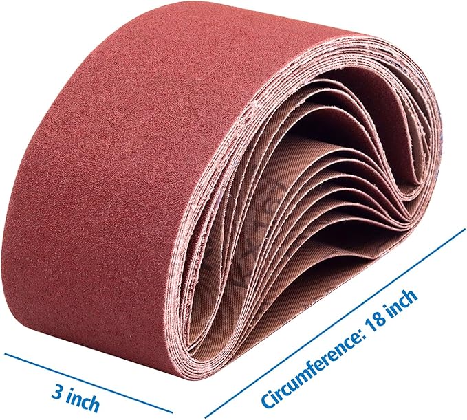 3 x 18 inch Sanding Belts, 120 Grit 3x18 Aluminum Oxide Belt Sander Sanding Belt, Belt Sander Belt for Woodworking, 24 Pack(3x18in, 120 Grit)