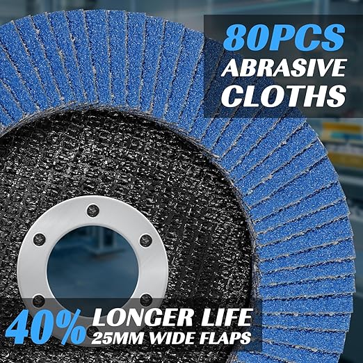 24 Pack of Flap Discs 4 1/2 for Angle Grinder Grit 40 60 80 120 Type 29 Zirconia Grinding Wheel for Wood Metal Sanding