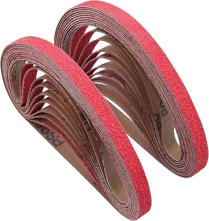 1/2 X 18 Inch Sanding Belts 80 Grit, 1/2x18 Inch Ceramic Sanding Belt for Belt Sander, Metal Finishing, Rust Removal, Woodworking, 20 Pcs