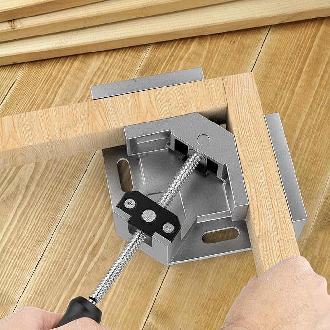 Right Angle Clamp, [2 PACK] Single Handle 90° Aluminum Alloy Corner Clamp, Clamps for Woodworking Adjustable Swing Jaw, Woodworking Tools Photo Frame Vise Holder, Gifts for Men Dad