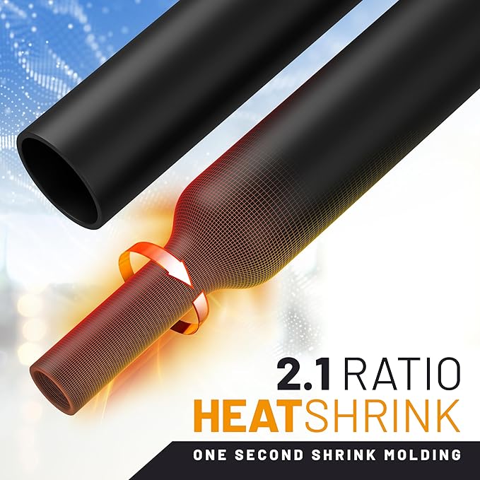 GTSE 3/32 Inch Heat Shrink Tubing, 36 Ft Mini Reel – Black, UL Listed, 2:1 Ratio, Flexible Cable Sleeving – Flame Retardant Polyolefin for Electrical Insulation, Repairs, Wire & Connector Wrap