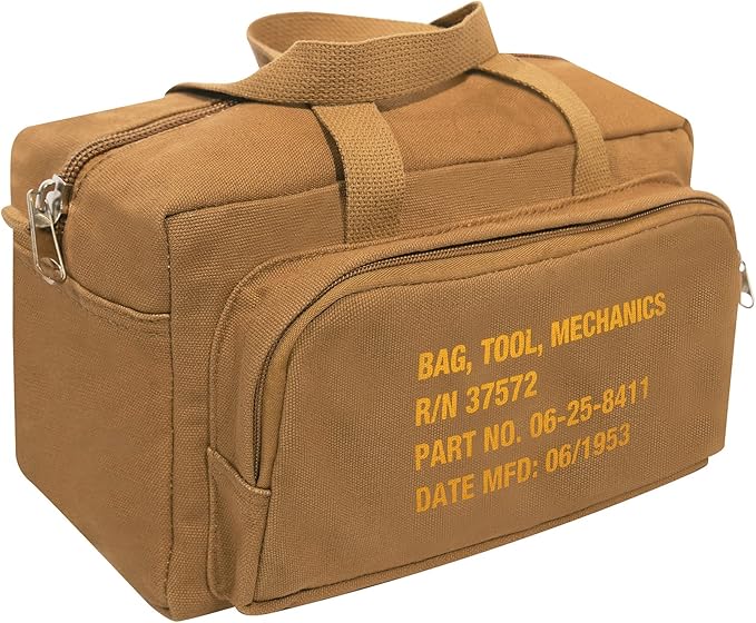 Rothco G.I. Type Zipper Pocket Mechanics Tool Bag With Stencil, Coyote Brown