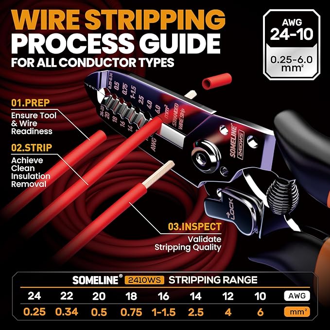 SOMELINE Automotive Wire Connectors Crimp Tool Kit, Crimper for 24-14 AWG Non-Insulated Quick Disconnect Terminals, with 2-9 Pin 2.8mm/6.3mm Plugs & Sockets, Includes Wire Stripper