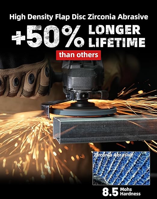 EZARC Flap Discs 60 Grit, 4.5" x 7/8" High Density Jumbo Zirconia Flap Sanding Disc Type 29 for Sanding, Rust Removal, Finishing, Grinding, Deburring (12 Pack)