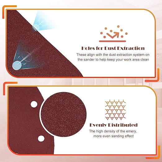 240 Grit Mouse Sander Sandpaper, Jamiikury 5 Hole Detail Sander Sandpaper Palm Sander Paper Mouse Sanding Pads Hook and Loop Sanding Sheets - Pack of 20