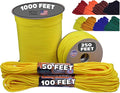 BORED? PARACORD! 550 lb Paracord - Ideal for Crafting, Camping, DIY Projects, Active & Military Outdoors - Strong Survival Rope - Tactical Parachute Cord Type III - Yellow 100 Feet